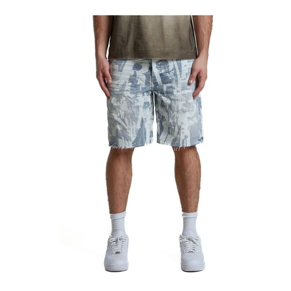 Purple Brand Shorts Grunge Print Mens Blue P059